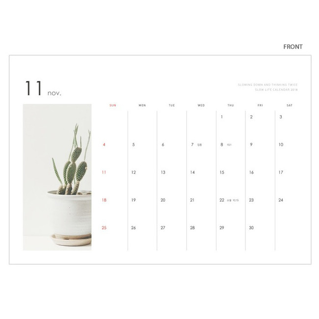 Front - 2019 Slow life wirebound desk calendar