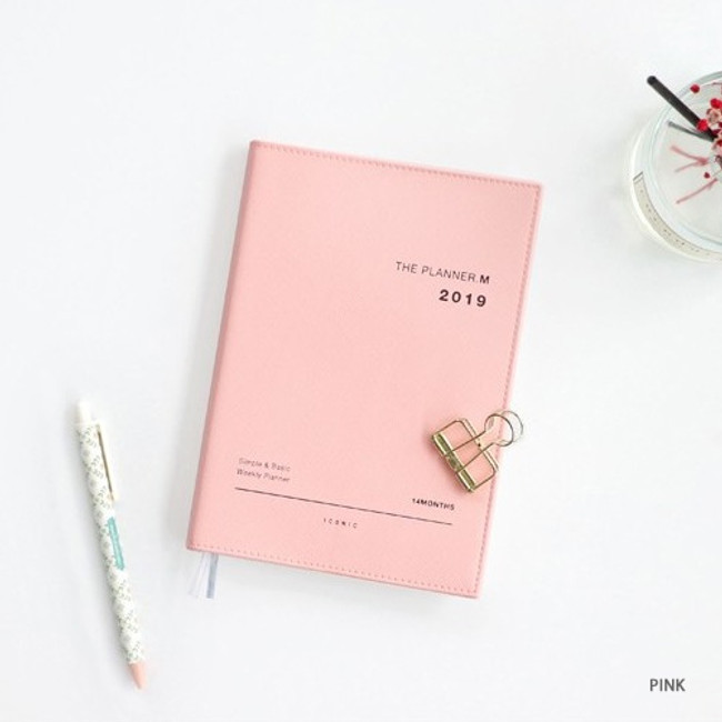 Pink - 2019 Simple medium dated weekly planner scheduler