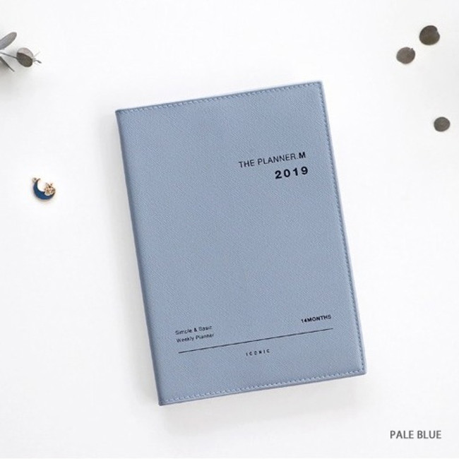 Pale blue - 2019 Simple medium dated weekly planner scheduler