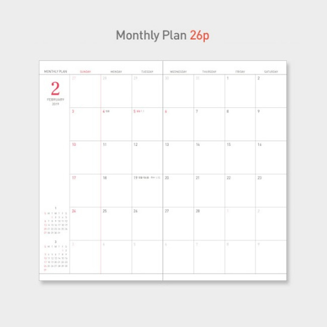 Monthly plan - Paperian 2019 Edit small dated weekly diary planner