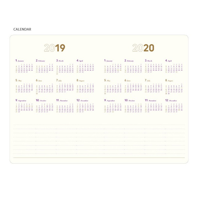 2019, 2020 calendar - 2019 Slim and small dated weekly planner
