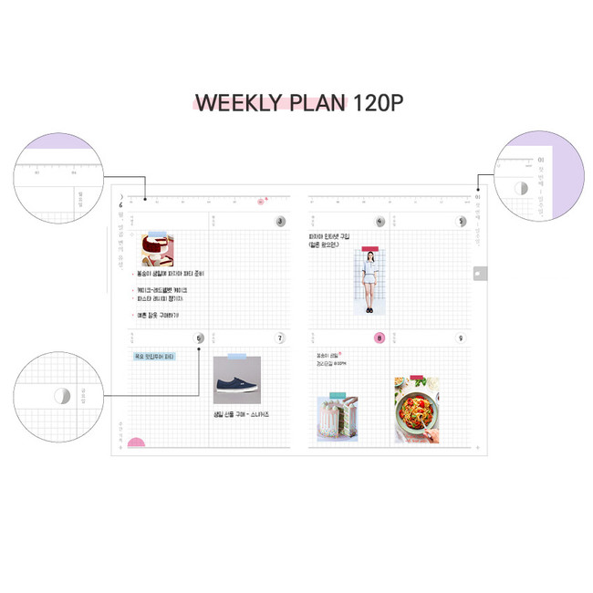 Weekly plan - Moon piece undated weekly diary planner