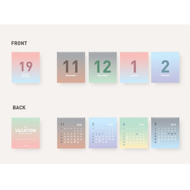 Jam studio 2019 Sunset gradation desk flip calendar