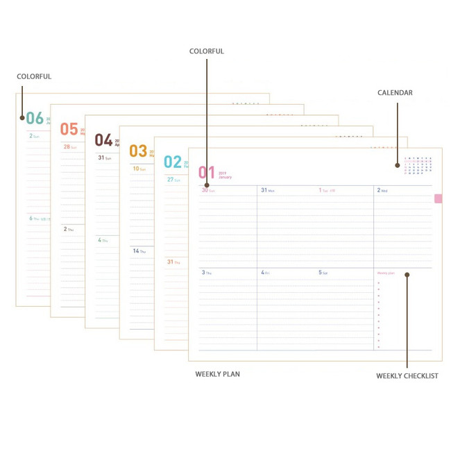 Weekly plan - 2019 Sunset gradation dated weekly planner