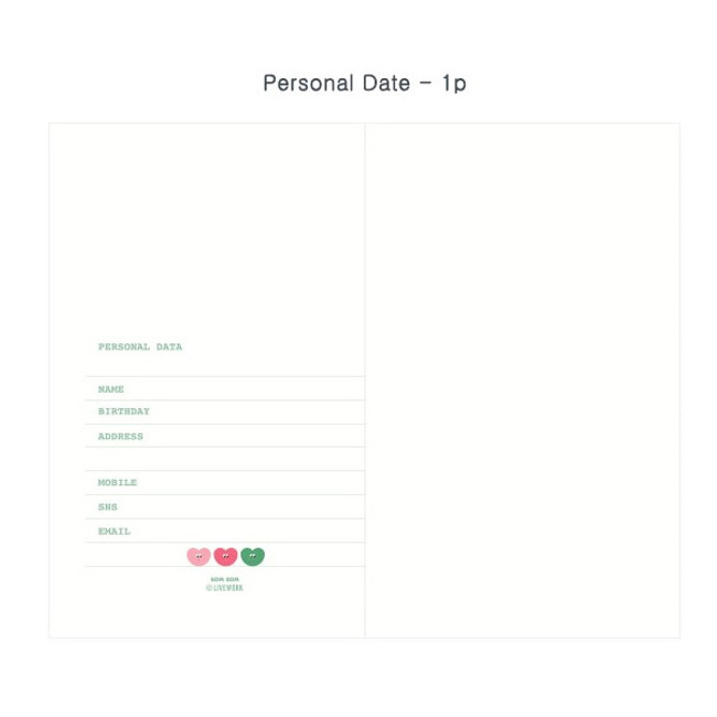 Personal data - 2019 Som Som dated weekly planner