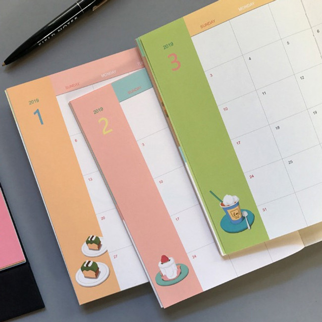 Monthly plan - 2019 Sweet illustration dated weekly scheduler