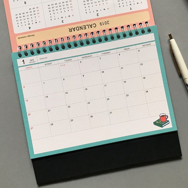 Monthly plan - 2019 Colorful illustration dated monthly desk scheduler