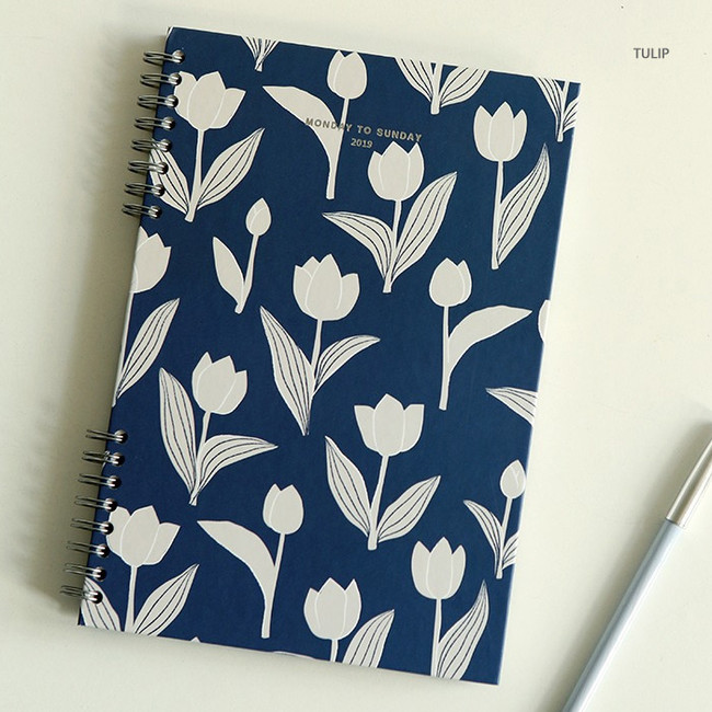 Tulip - 2019 Monday to Sunday spiral dated weekly diary planner