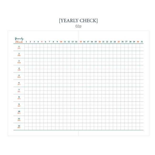 Yearly check - Tailorbird pattern dateless weekly planner