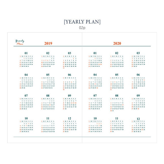 Yearly plan - Tailorbird pattern dateless weekly planner