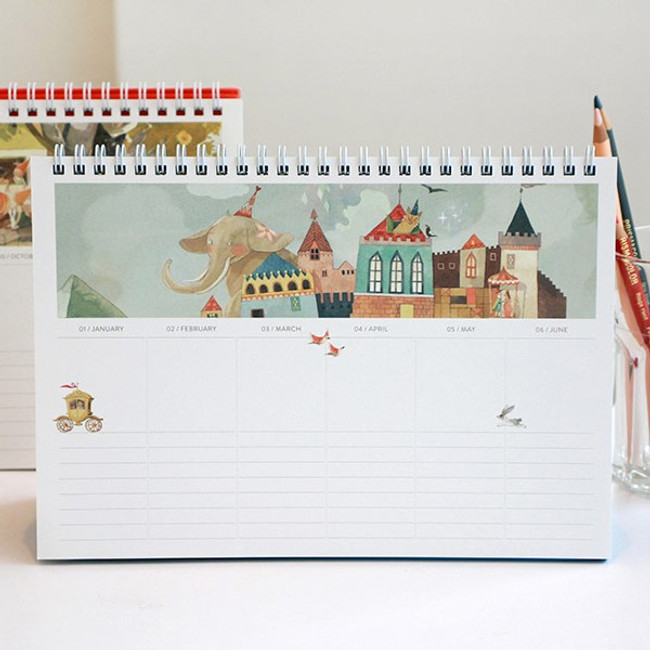 Yearly plan - Indigo 2019 Fairy tales coloring desk calendar