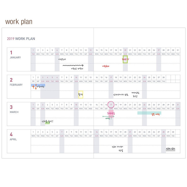 Work plan - 2019 Appointment B6 business dated weekly scheduler