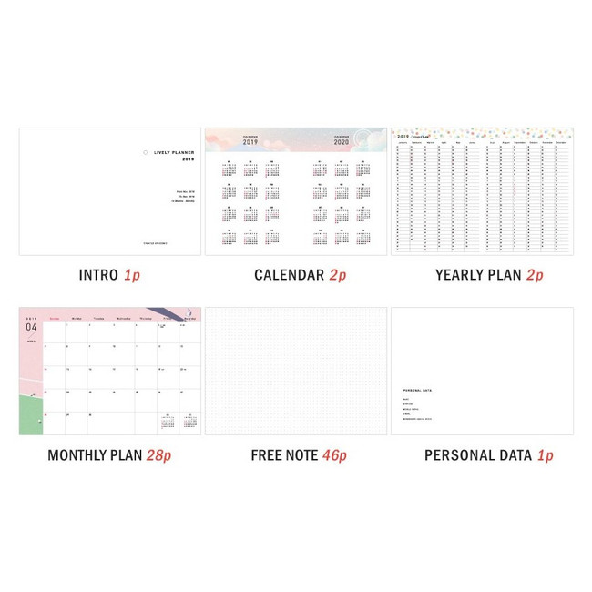 Composition - ICONIC 2019 Lively illustration dated monthly diary planner