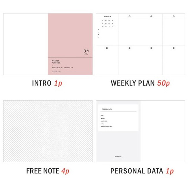 Composition - 27 Weeks A6 size undated weekly planner