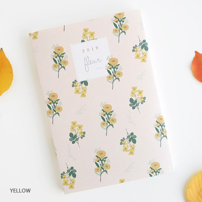 Yellow - 3AL 2019 Fleur pattern dated weekly planner agenda