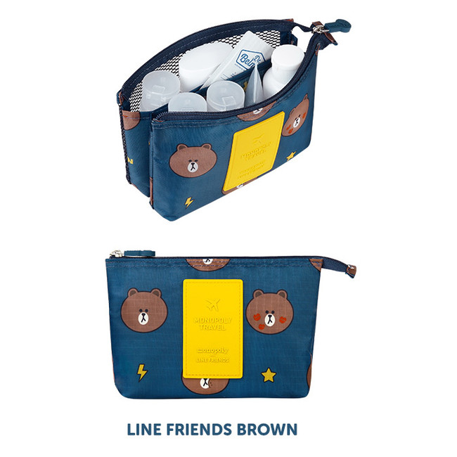 Brown - Line friends travel mesh small pocket pouch
