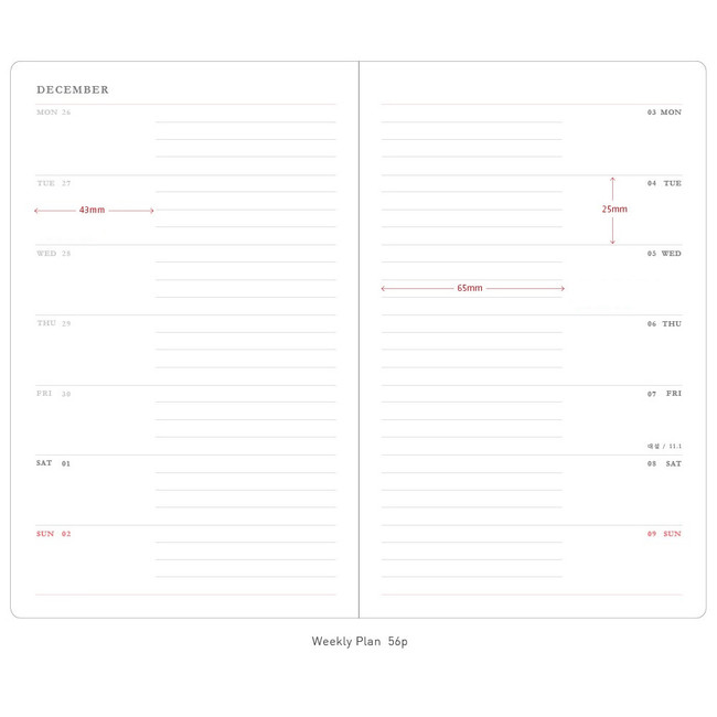 Weekly plan - Ardium 2019 Precious day dated weekly diary planner