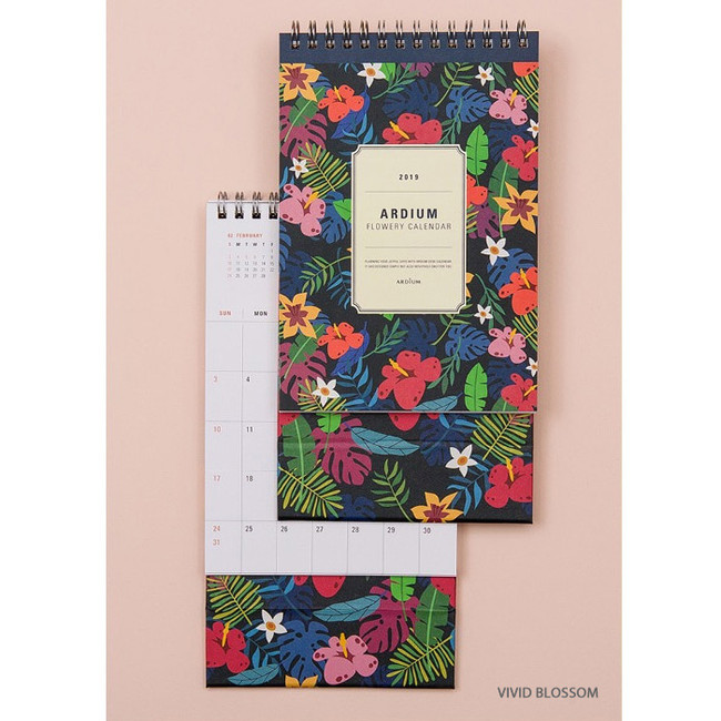 Vivid blossom - Ardium 2019 Flowery small desk flip calendar