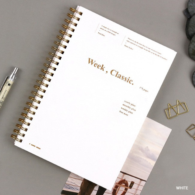 White - Wanna This Classic spiral bound dateless weekly planner