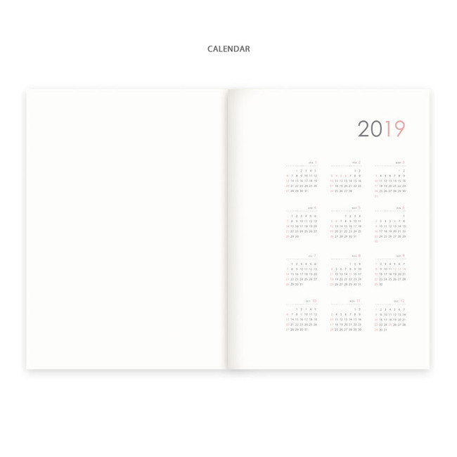 2019 Calendar - 2019 Hello B5 dated monthly planner