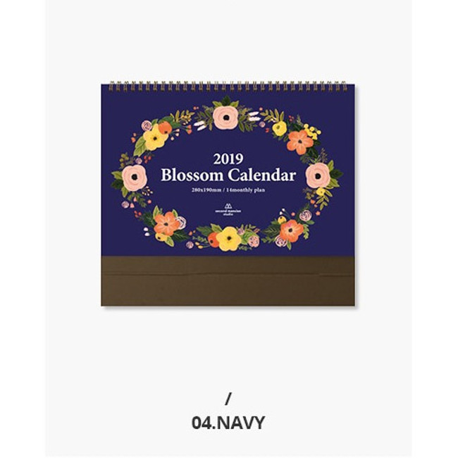 Navy - Second mansion 2019 Blossom desk flip calendar 