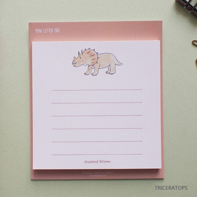 Triceratops - Hello Today Hushed brown small lined memo notepad