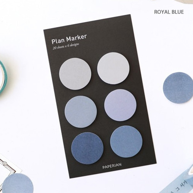 Royal blue - Round small sticky notepad for monthly and weekly plan