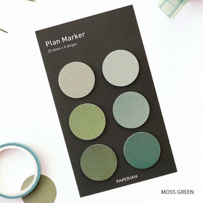 Moss green - Round small sticky notepad for monthly and weekly plan