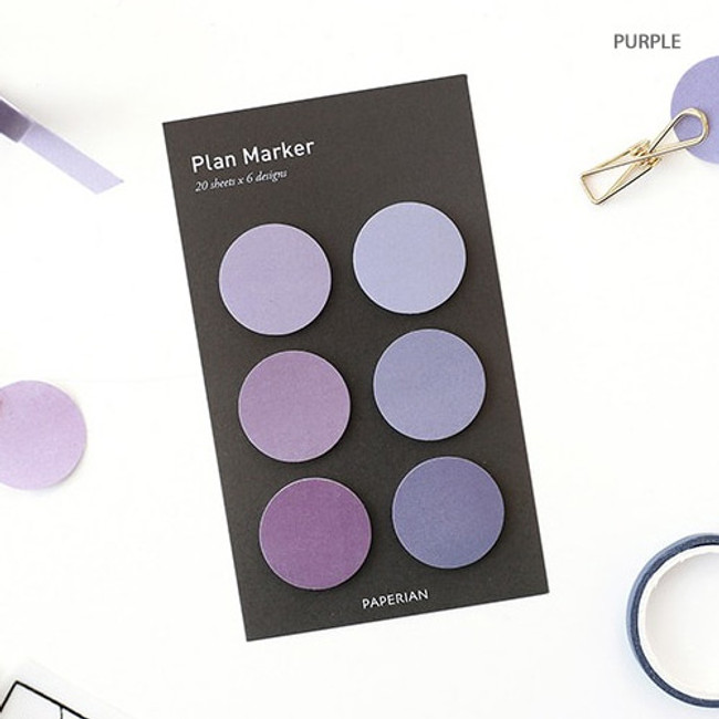 Purple - Round small sticky notepad for monthly and weekly plan