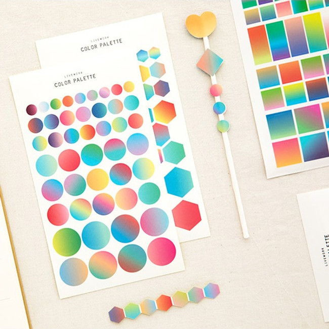 Color palette gradation deco sticker set of 10 sheets