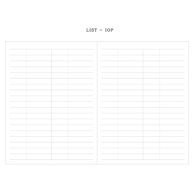 List - Agenda small dateless weekly planner diary
