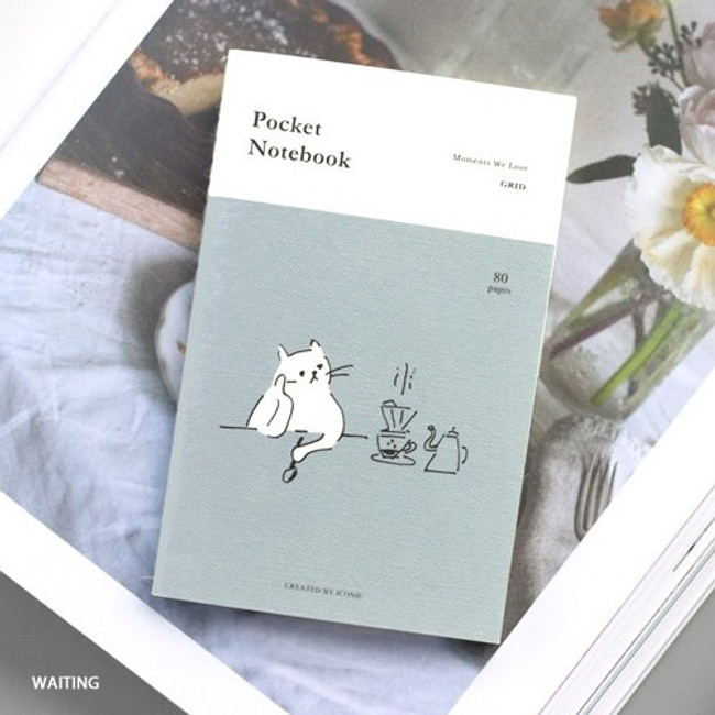 Waiting - Pocket sewn bound small grid notebook ver.2