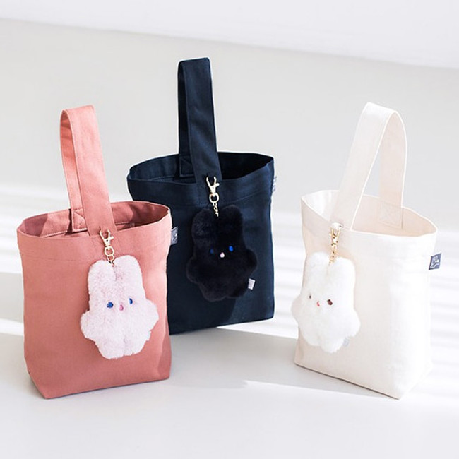 Livework Piyo popuree cotton tote bag with cute doll charm