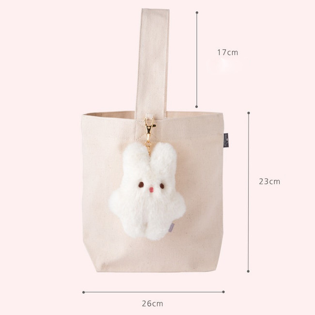 Size - Piyo popuree cotton tote bag with cute doll charm