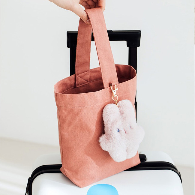 Pink - Piyo popuree cotton tote bag with cute doll charm