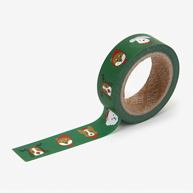 Dailylike Christmas single roll deco masking tape - Merry puppy