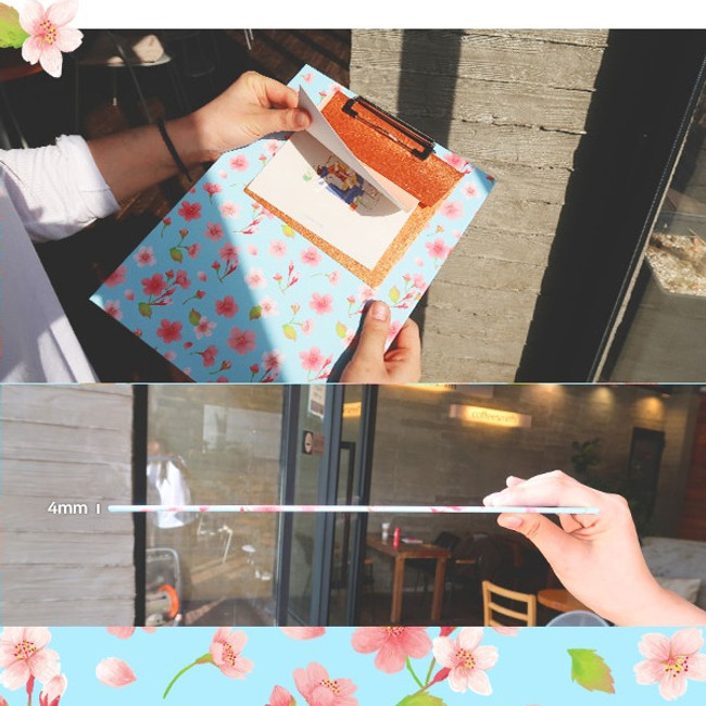 N.IVY Buri sky cherry blossom pattern A4 clipboard