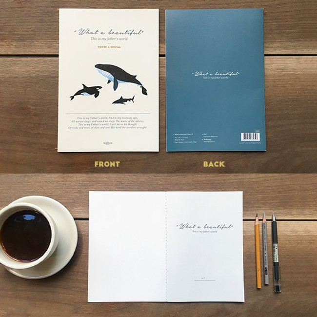 Front and Back - What a beautiful whale A5 lined notebook