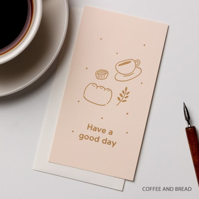 Coffee and bread - Foil accent message card with envelope