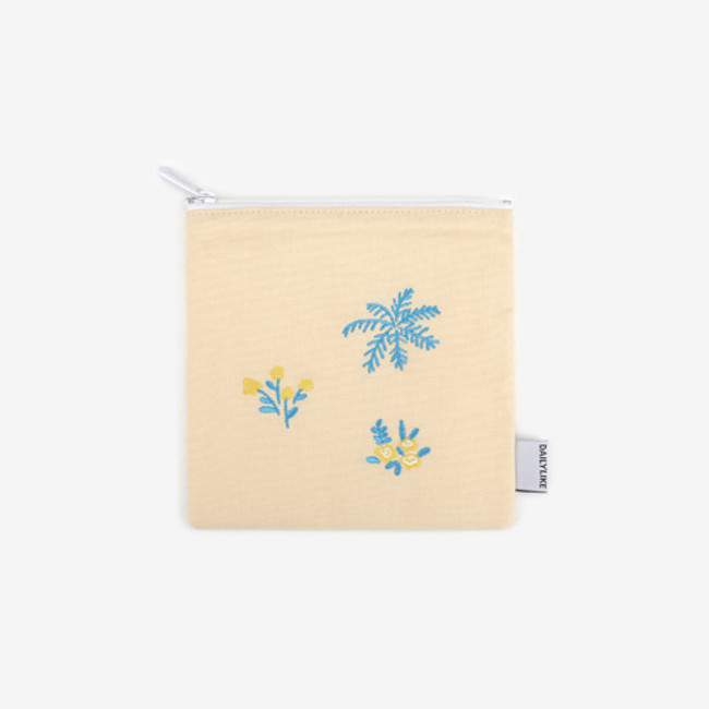 Dailylike Embroidery rectangle fabric zipper pouch - Flower shop