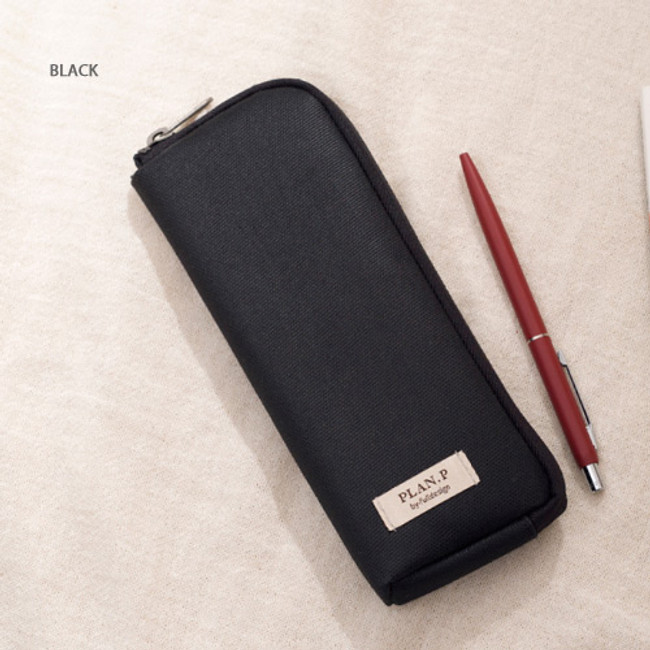 Black - Oxford half zip around pocket pencil pouch