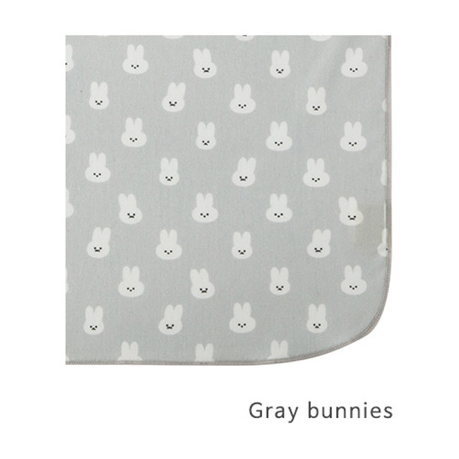 Gray bunnies - Livework Illustration pattern rounded edge hankie handkerchief