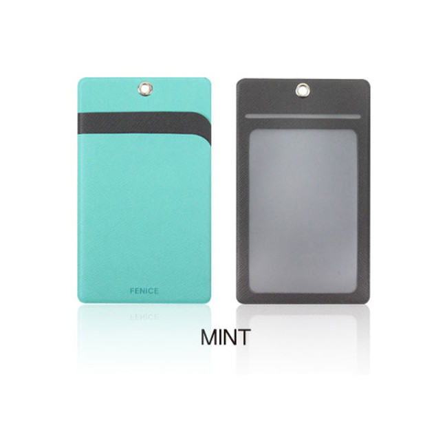 Mint - Fenice Premium PU business pocket card case with neck strap