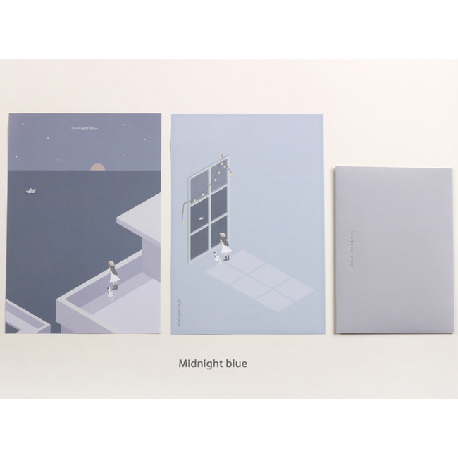 Midnight blue - My illustration letter always thank you envelope set