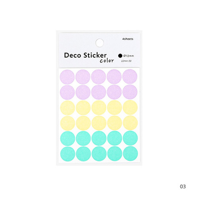 03 - Dailylike Color 12mm circle deco sticker 4 sheets