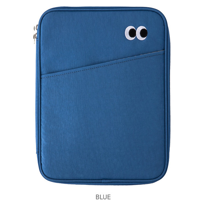 Blue - Livework Som Som pocket tablet iPad zip fabric pouch