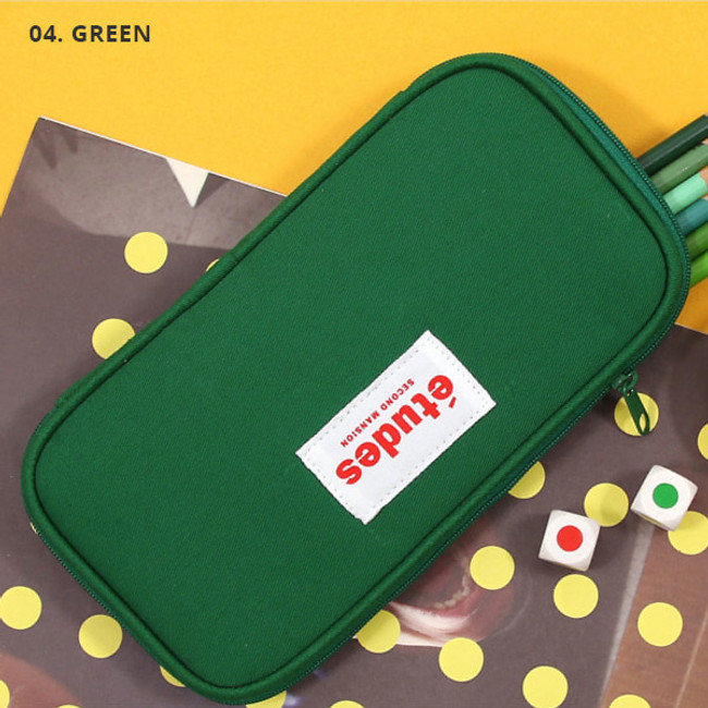 Green - Second Mansion Etudes zip around fabric pencil case pouch