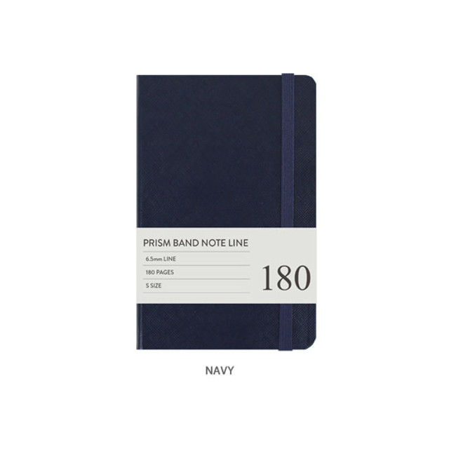 Navy - Indigo Prism 180 pages small lined notebook with elastic band