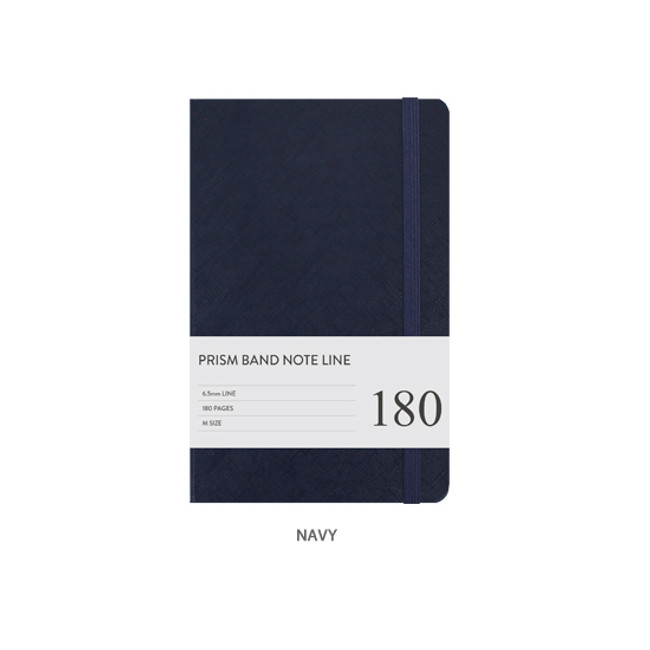 Navy - Prism 180 pages medium lined notebook with elastic band