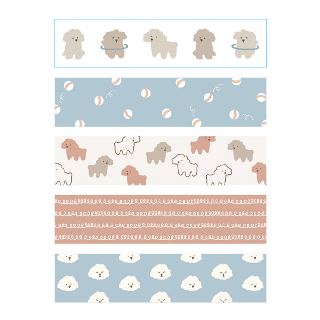 Dailylike Poodle masking seal paper deco sticker 4 sheets set